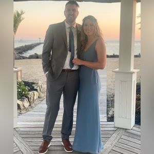 Bill Levkoff Eva Chiffon V-Neck A-Line Princess Dress Slate - size 8 unaltered